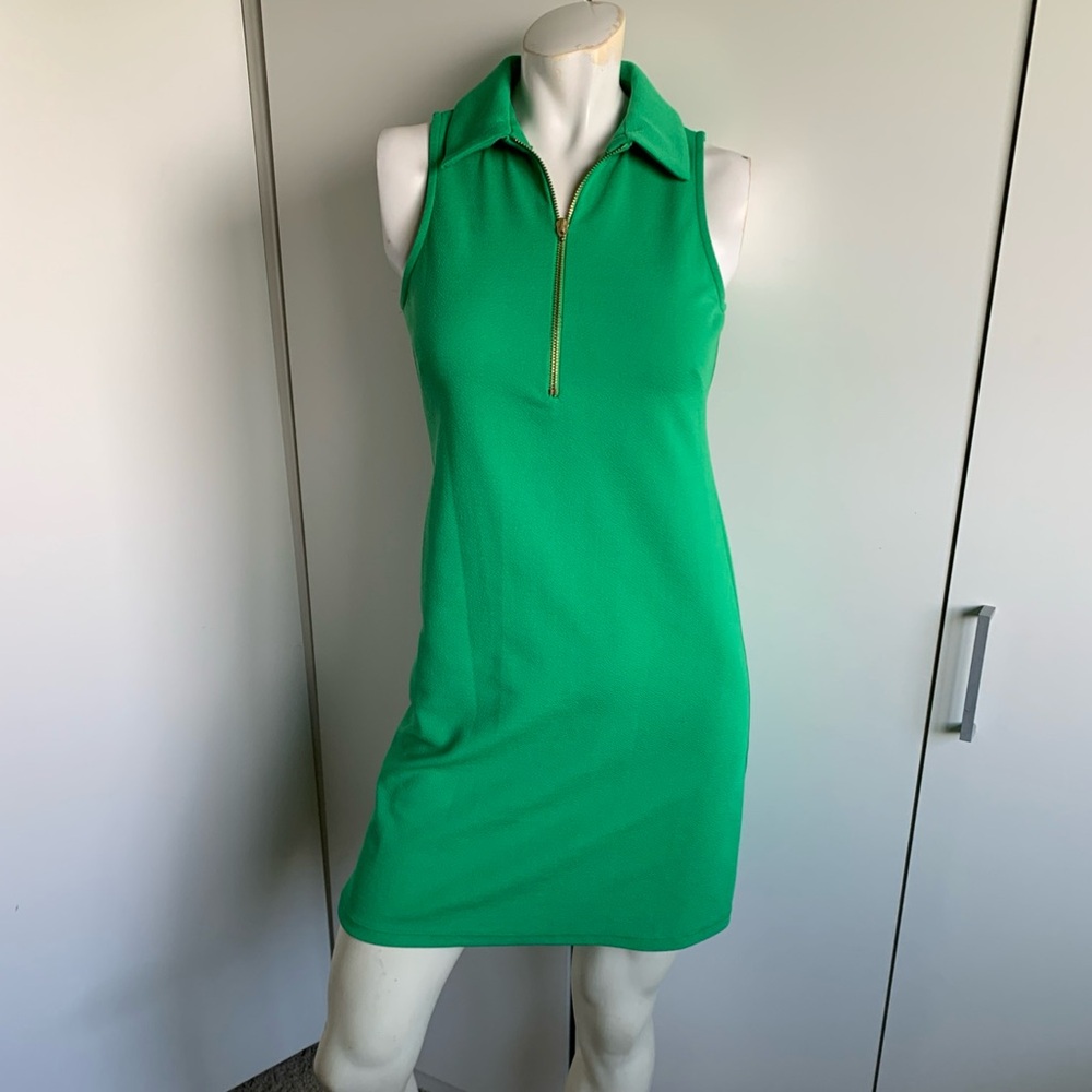 Boston Proper size 0 green sleeveless 1/4 zip pullover mini sheath dress